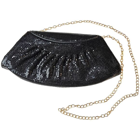 Vintage Gold Metal Mesh Evening Bag Clutch 1980s Chain Strap ✨ - Picture 7 of 11